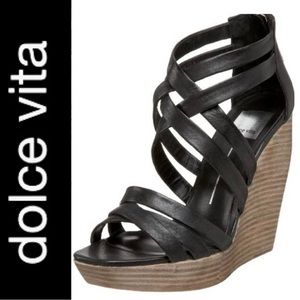 DOLCE VITA Hayden Black Wedge Sandals